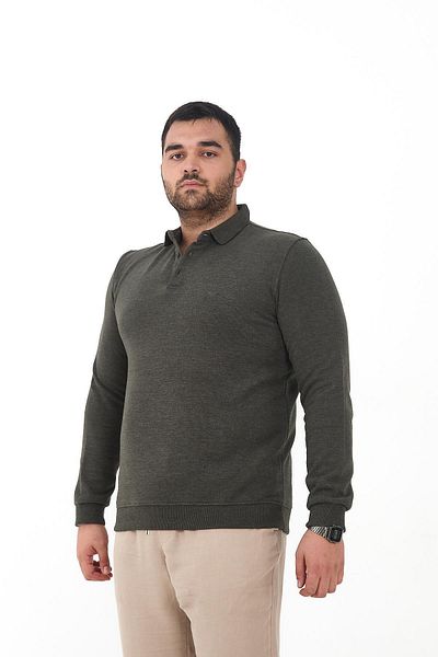 Maccali Men's Winter Oversized Basic Plain Khaki Polo Neck T-Shirt