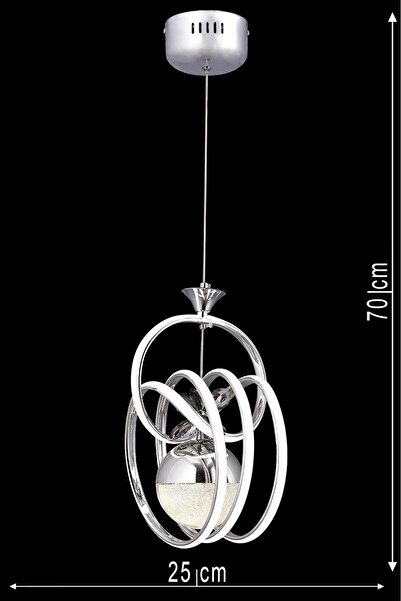 HİRALUCE Helen 3 Renk Krom ( Sarı Beyaz Ve Gün Işığı ) Led Avize Kristal Taşlı Concept