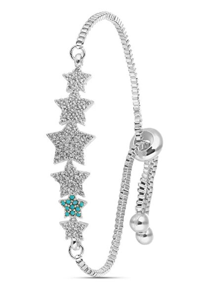 Forentina Gümüş Kaplama Yıldızlı Asansör Bileklik PS3759