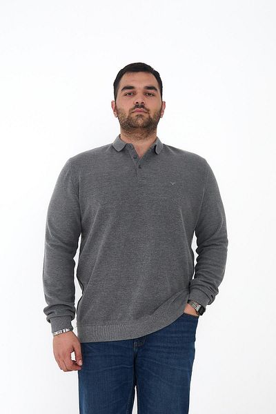 Maccali Men's Large Size Winter Oversized Smoked Polo Neck T-Shirt