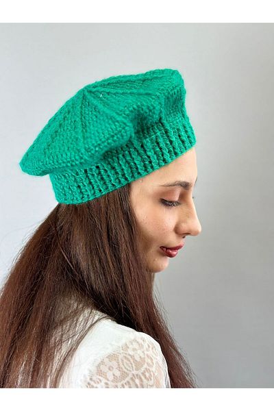 Gönülden Tasarım Hand Knitted Shiny Women's Graphics Beret