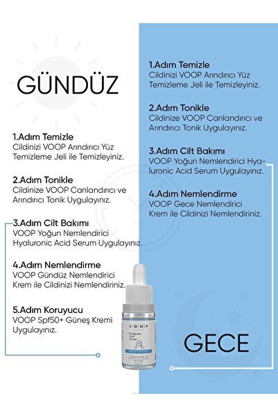 VOOP Hyaluronik Asit Mini Serum B5 10 ml | Yoğun Nemlendirici Cilt Bakım Serumu
