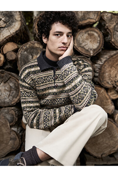 Koton Polo Neck Knitwear Sweater - Button Detail