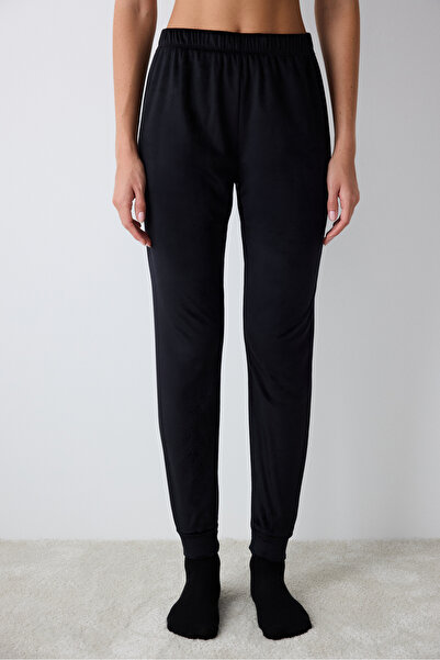 Penti Fekete Fuzzy Solid fekete nadrág pizsama alsó