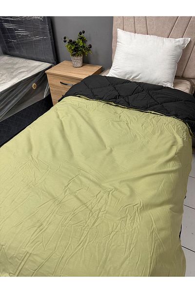 Clasy 100% Cotton Ranforce Single Double Sided Quilt Pistachio Green-Black