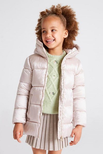 MAYORAL Gray Girl's Coat 4490 - Gloves Detailed