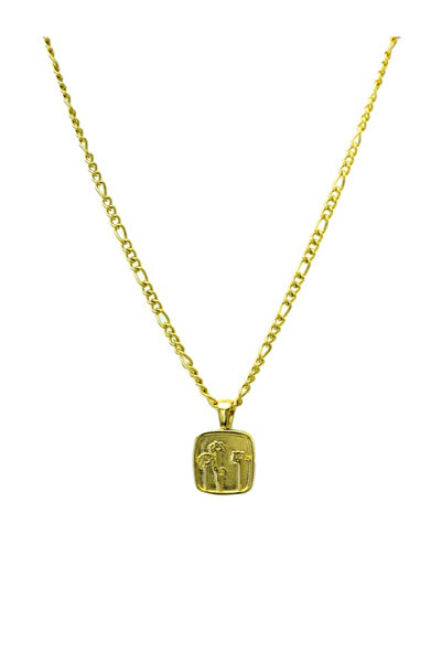 All About Jewelry Paslanmaz Çelik Üzeri 18k Altın Kaplama Çiçek Kolye Sarı