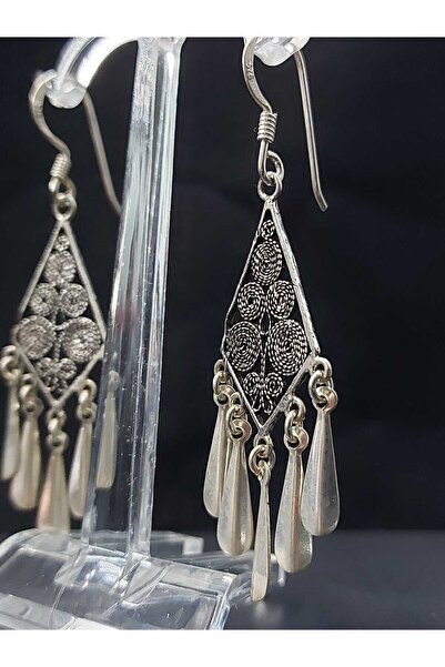 sarıyer silver Telkari Modeli Saçak İşlemeli 925 Ayar Gümüş Sallantılı Küpe