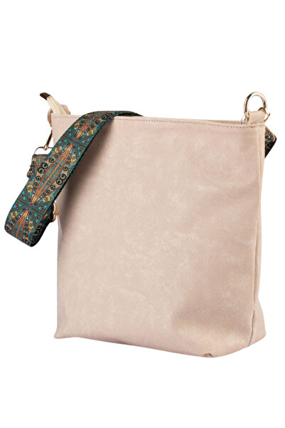 Catwins Τσάντα ώμου με μοτίβο και μακρύ λουράκι σε κρεμ απόχρωση