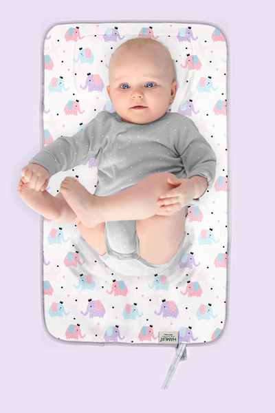 HAMUR Anne Bebek Bakım Örtüsü Yenidoğan Alt Açma Değiştirme Elephant Organizer Pedi Minderi Çift Taraflı