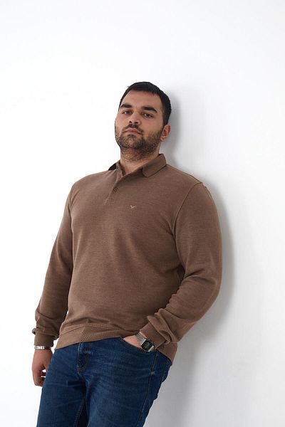 Maccali Men's Plus Size Winter Oversized Mink Polo Neck T-Shirt