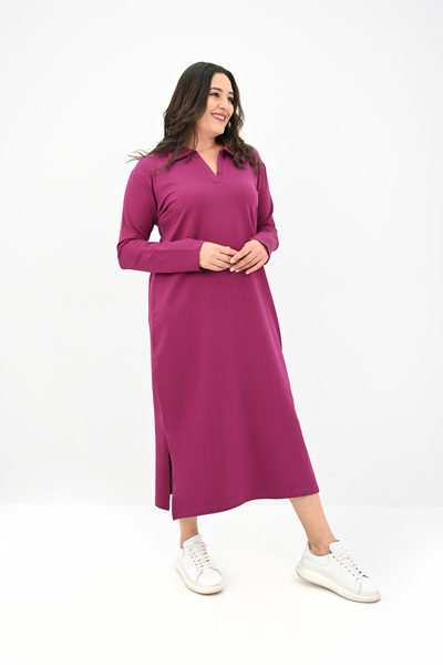 Koza Butik Γυναικείο Μακρυμάνικο Φόρεμα με Λεπτομέρεια Πέτο 5283-25