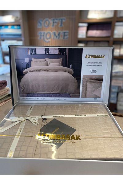 Altınbaşak Double Jacquard Satin Adelya Saber Striped Duvet Cover Set