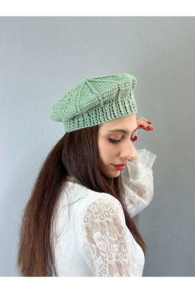 Gönülden Tasarım Hand Knitted Shiny Women's Graphics Beret