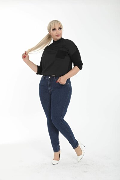 ASSO Γυναικείο παντελόνι με ψηλή μέση, στενό κολάν, ελαστικό, μεγάλο μέγεθος