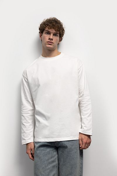 GIESTO Λευκό Basic μακρυμάνικο T-shirt