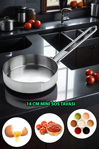 Nishev.com Evini Sev 14 Cm Yuvarlak Paslanmaz Çelik Mini Yumurta & Sos Tavası