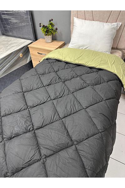 Clasy 100% Cotton Ranforce Single Double Sided Quilt Pistachio Green-Black