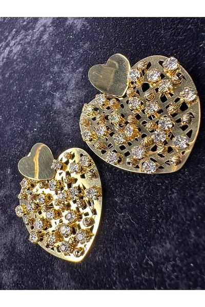 Amber STONED HEART STEEL EARRING