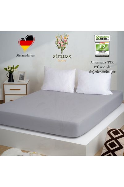 Strauss StraussHome ®   ملاءة جاهزة ممتازة مصنوعة من القطن بنسبة 100% مفردة/مزدوجة من القطن الممشط خصيصًا من OEKO-TEX