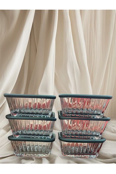 Paşabahçe Frezya Pasabahçe - Set of 6 Anthracite Gray Bowl with Lid