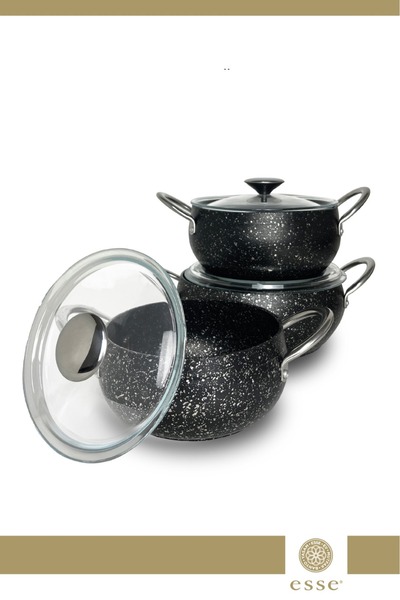 Esse Silver Granit Güveç Tencere Set 6 Parça 16-18-20 Cm E0024
