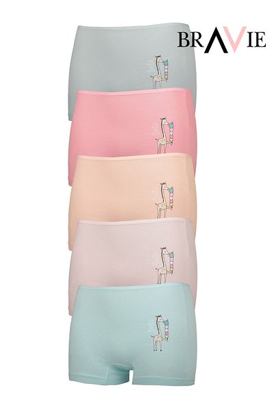 Bravie Giraffe Illustrated Colorful Girl's Boxer Briefs Brv1-Zbx