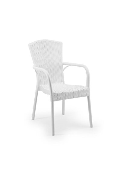 Bintaş Mobilya Beyaz Bahçe Masa Sandalye Takımı 4 Kişilik 90x150.cm