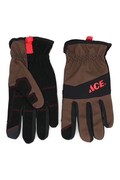 ACE Canvas Padded Synthetic Leather Gardening Gloves Large
