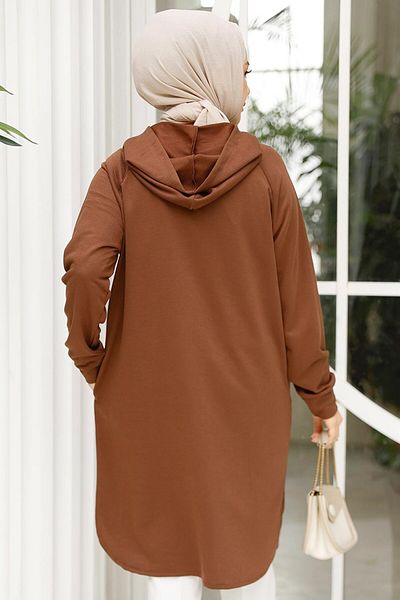 Neva Style Hanorac Hijab maro cu fermoar 30157KH