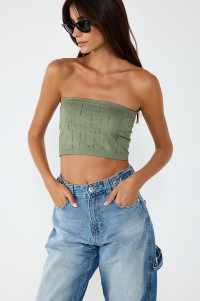 No Matter What Seamless Bandeau with Detailed Acid Stone - Haki