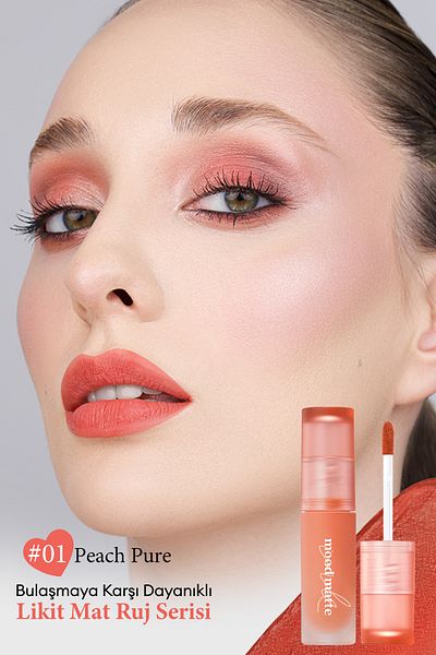 PERIPERA لون حبر PERIPERA ذو ملمس غير لامع مع مظهر غير لامع ومتين وناعم (01 Peach Pure)