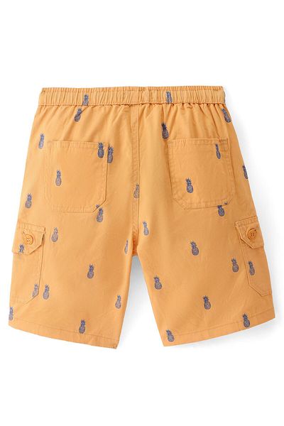 Pine kids شورت منسوج من القطن والإيلاستن بطول فوق الركبة بطبعة أناناس - أصفر