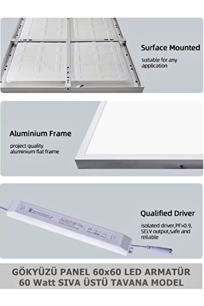 Gökyüzü Panel Gecemsi Tasarım, Led Avize, Yatak Odası Lamba,60w -büyük Boy Avize (60CMX60CM)