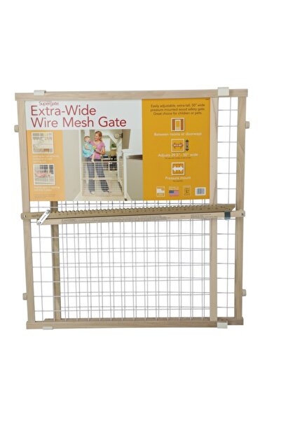 North States Extra-Wide Wood Wire Mesh Gate for Children 32inch
