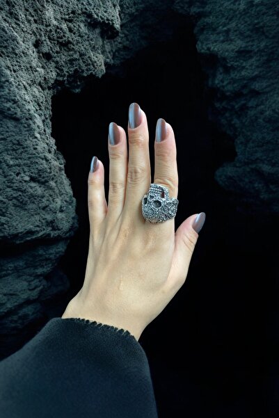 Vesaire Accessories Antik Eskitme Gümüş Kaplama Antik Vintage Kafatası Gotik ...