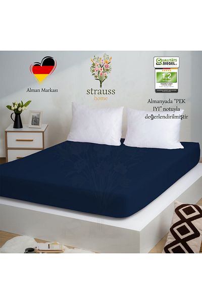 Strauss Home Premium Single/Double Fitted Sheet - 100% Cotton, Special Combed Cotton, Oeko-Tex