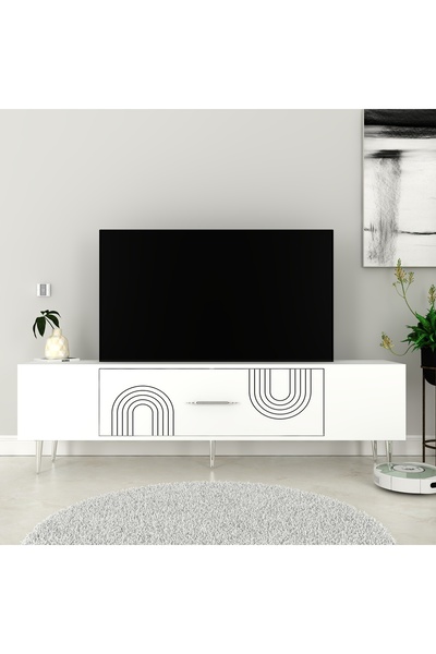 DEMONTE DECOR DEKOL2DD TV SEHPASI BEYAZ-GÜMÜŞ