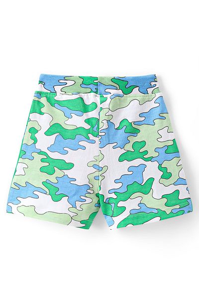 Babyhug Cotton Looper Knit Mid Thigh Camo Printed Shorts - Green