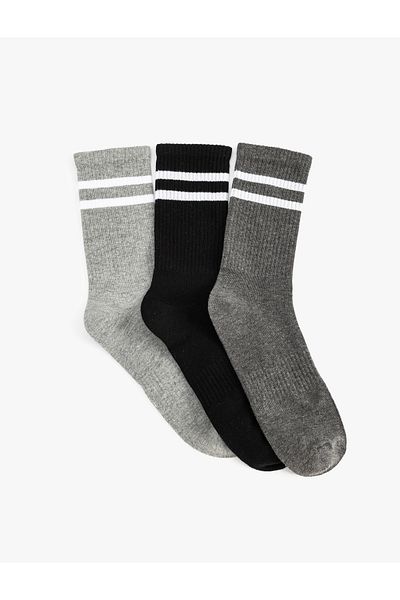 Koton Set of 3 Cotton Striped Socket Tennis Socks