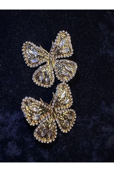 Amber Butterfly Steel Earrings