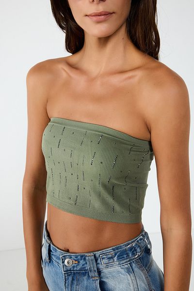 No Matter What Seamless Bandeau with Detailed Acid Stone - Haki