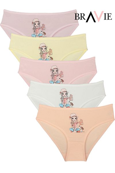 Bravie Chiloți colorați pentru fete cu tăietură bikini