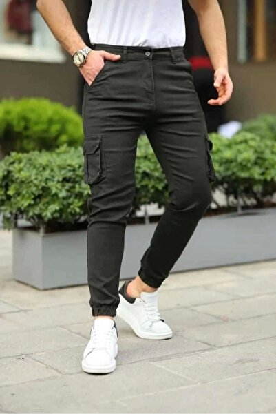 Genel Markalar Erkek Kargo Pantolon Slim Fit Körüklü Cep Paça Lastikli