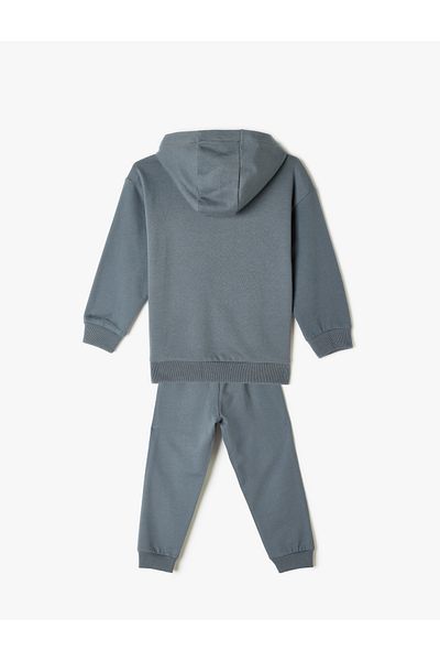 Koton 2-Piece Raster Tracksuit Set - Sweatshirt and Bottoms