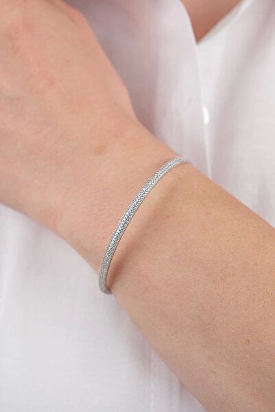 Arpaş 14 Ayar Altın Beyaz Taşlı Kelepçe