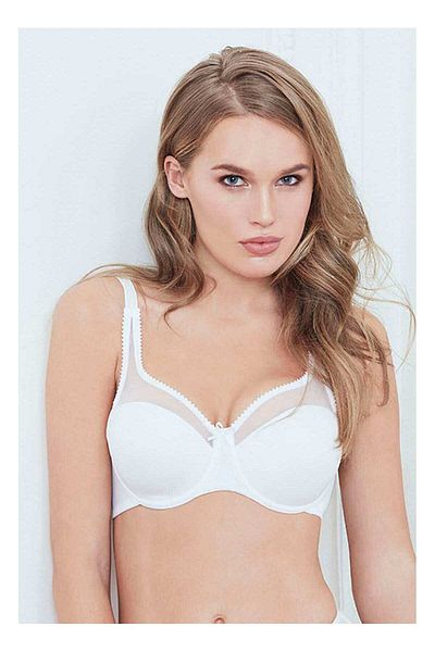 Anıl Lingerie Sutien de zi cu zi cu sârmă din tul cu capăt moale pentru femei - alb
