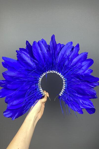 ESPEREST إكسسوار تاج الحناء الزفاف مع ريش وأحجار إندا