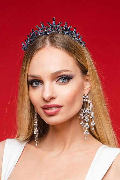 Hayalperest boncuk Model Rio Mireasa Henna Coroana Printesa Coroana Nunta Coroana Cristal Pietre Albastru Marin