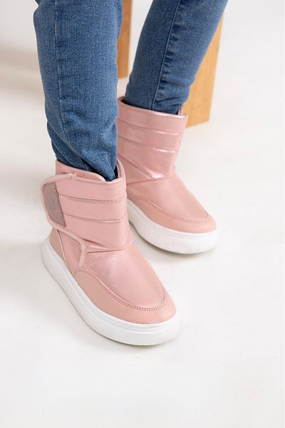 kids A more Maya Baby Girl Boots with Plush Fur Inside Powder Color